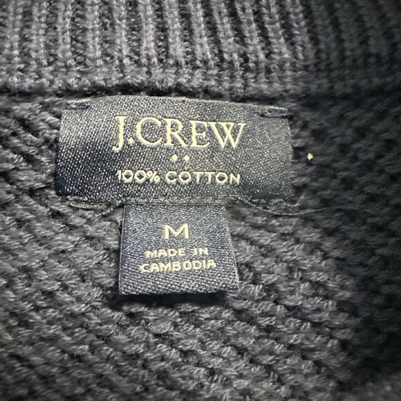 J. Crew Half Zip Pullover Sweater WOMENS Size M Navy Waffle Knit Preppy Academia - Picture 2 of 8